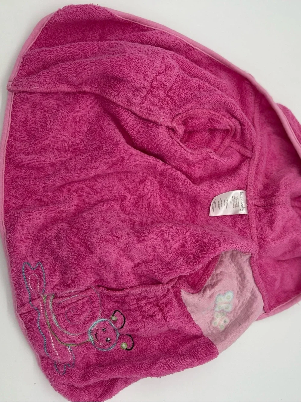 Koala Baby Pink Girl  French Terry Bathrobe 0-9 Months Snail Butterflies Cotton